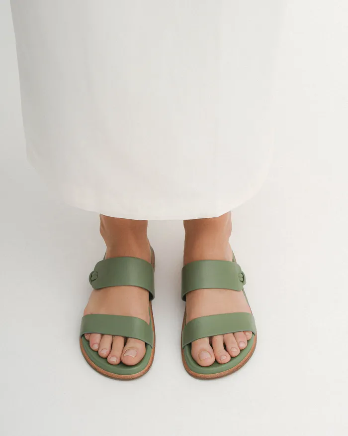 Hayes flat sandals pistachio green leather FLAT SANDALS jomercer Women Hayes flat sandals pistachio green leather FLAT SANDALS jomercer Women