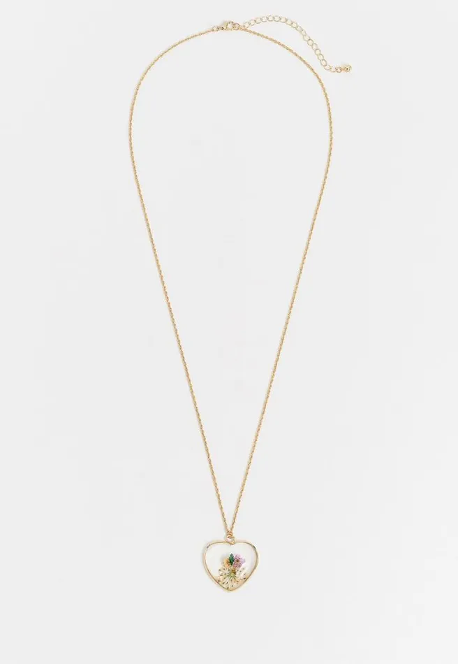 Heart Blooms Flower Pendant Necklace Women Maurices Jewelry