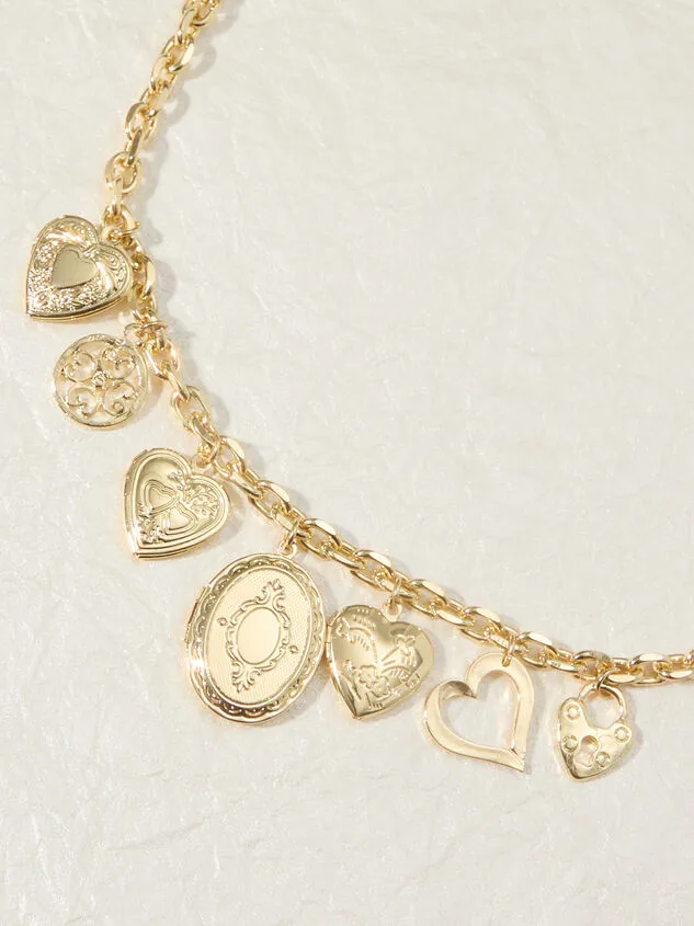 Heart Locket Charm Necklace Gold Women Altar039d State Necklaces