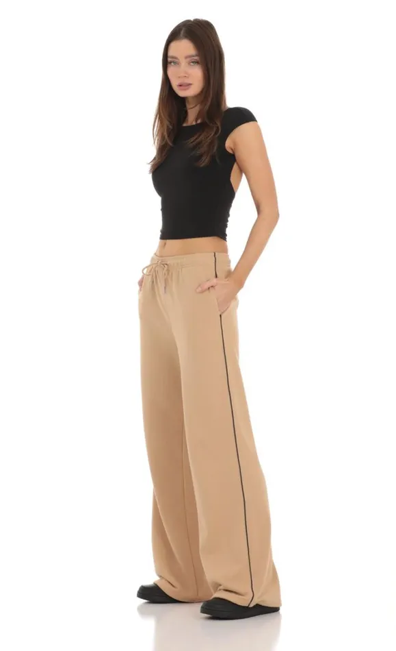 Heart Pocket Sweatpants Tan Women LUCY IN THE SKY Pants