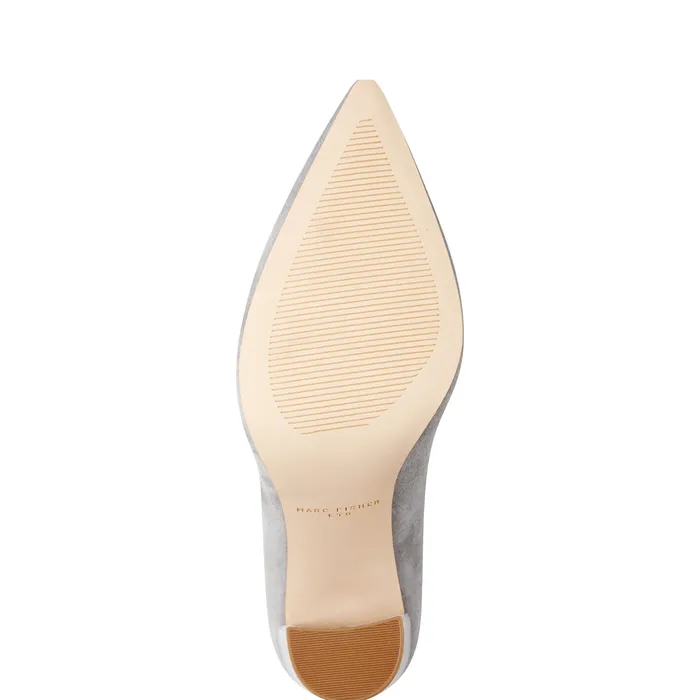 Heels and Pumps Marc Fisher Women Abilene Block Heel Pointy Toe Pump Light Grey Suede