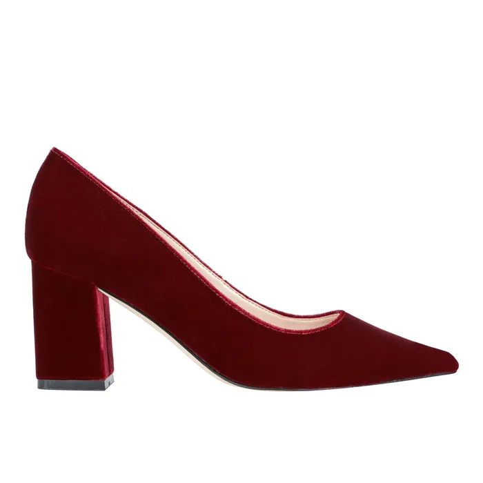 Heels and Pumps Zala Block Heel Pointy Toe Pump Dark Red Velvet Marc Fisher Women