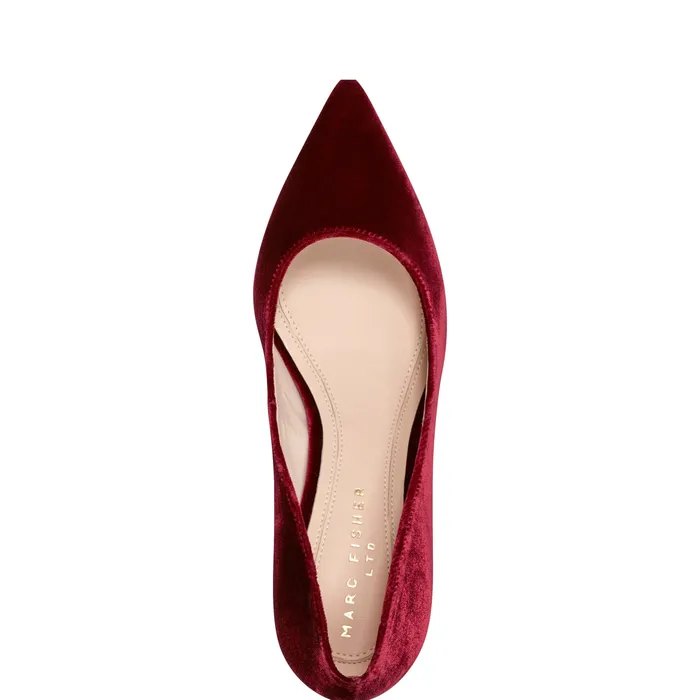 Heels and Pumps Zala Block Heel Pointy Toe Pump Dark Red Velvet Marc Fisher Women