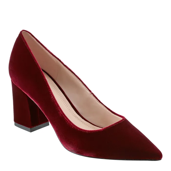 Heels and Pumps Zala Block Heel Pointy Toe Pump Dark Red Velvet Marc Fisher Women