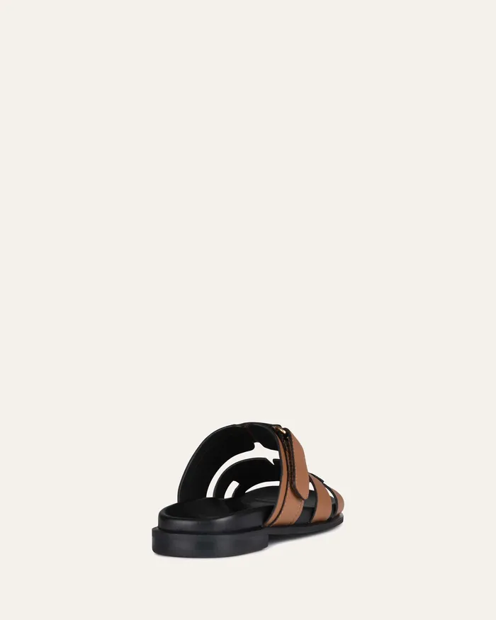 Hendrix flat slides dark tan leather SLIDES jomercer Women