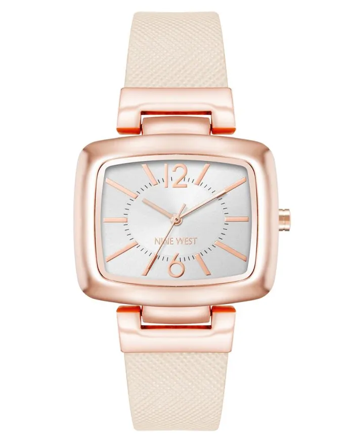 Heritage Rectangular Case Watch Creamrose Gold Women Nine West Straps