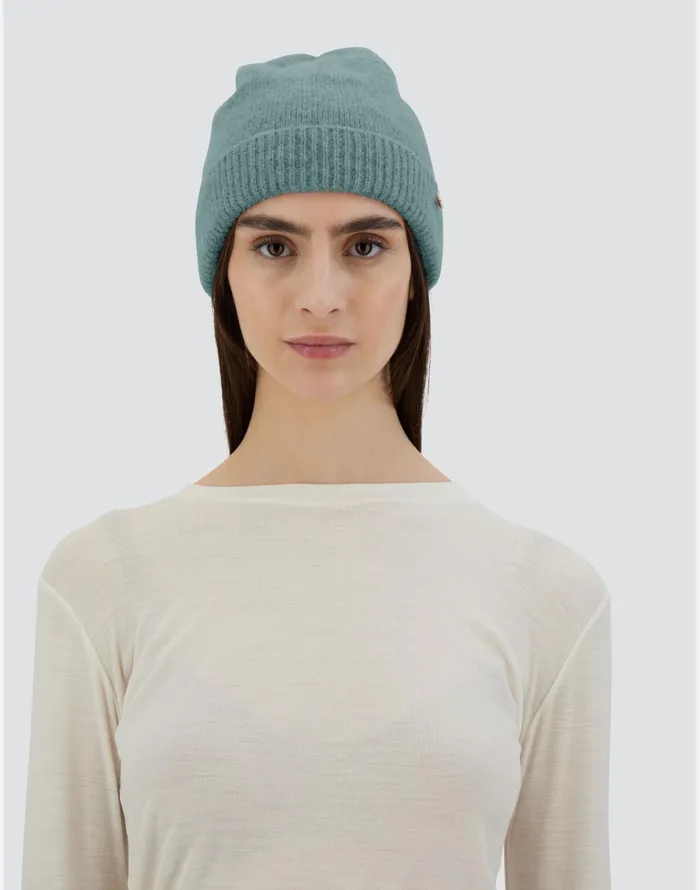 Herno BEANIE IN PLAINALPACA WOOL Green Women Hats