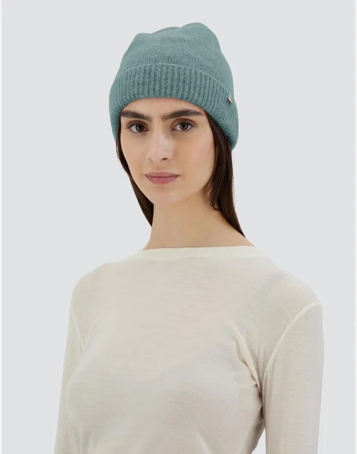 Herno BEANIE IN PLAINALPACA WOOL Green Women Hats
