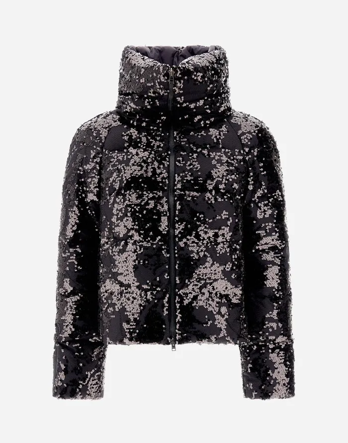 Herno CAPE IN SHIMMERING LACE LAYER Black Women Capes