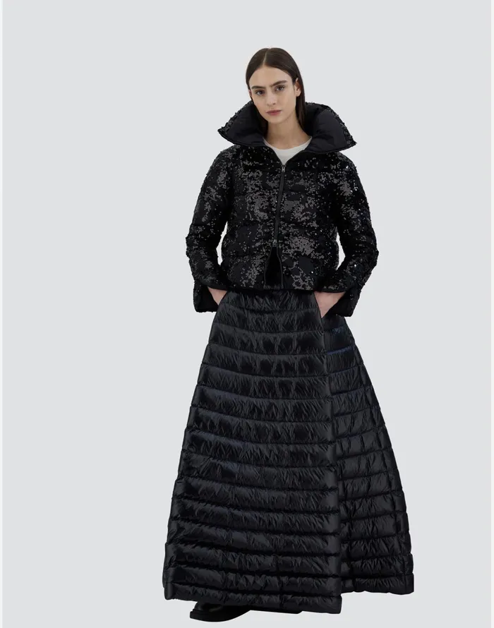 Herno CAPE IN SHIMMERING LACE LAYER Black Women Capes