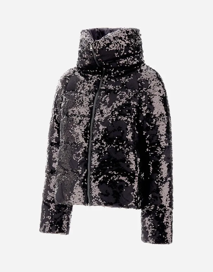Herno CAPE IN SHIMMERING LACE LAYER Black Women Capes