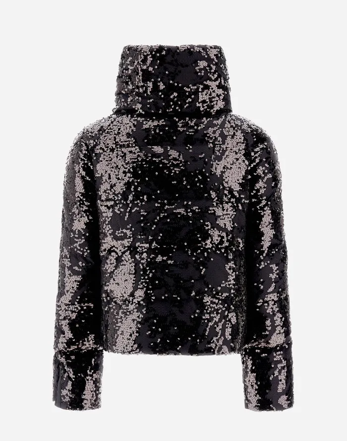 Herno CAPE IN SHIMMERING LACE LAYER Black Women Capes