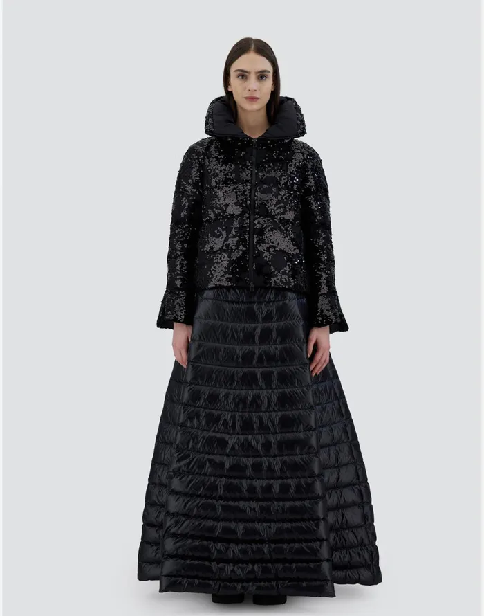 Herno CAPE IN SHIMMERING LACE LAYER Black Women Capes