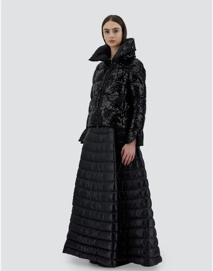 Herno CAPE IN SHIMMERING LACE LAYER Black Women Capes