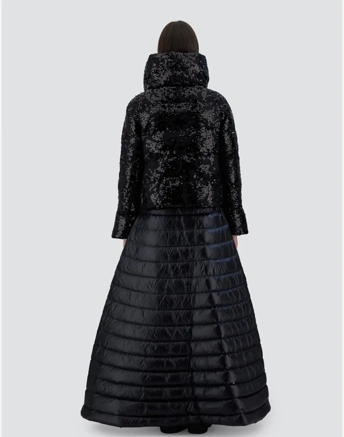 Herno CAPE IN SHIMMERING LACE LAYER Black Women Capes