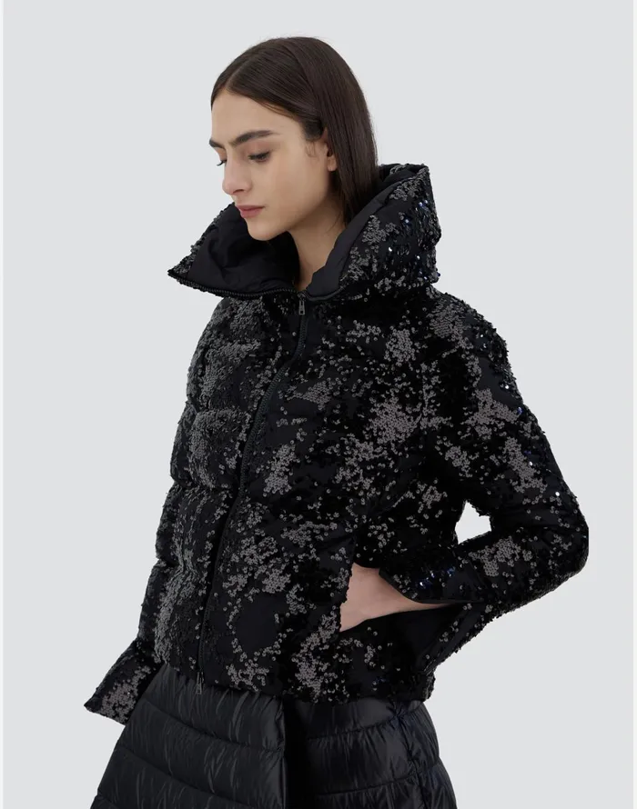 Herno CAPE IN SHIMMERING LACE LAYER Black Women Capes