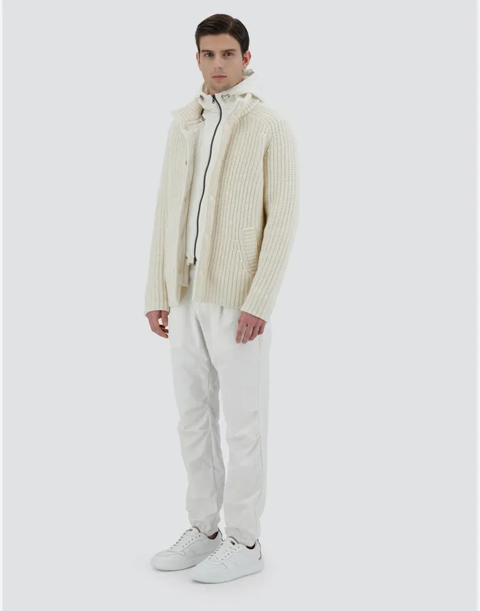 Herno CARDIGAN IN INFINITY WOOL AND ECOAGE Cream Men Sweaters and Cardigan