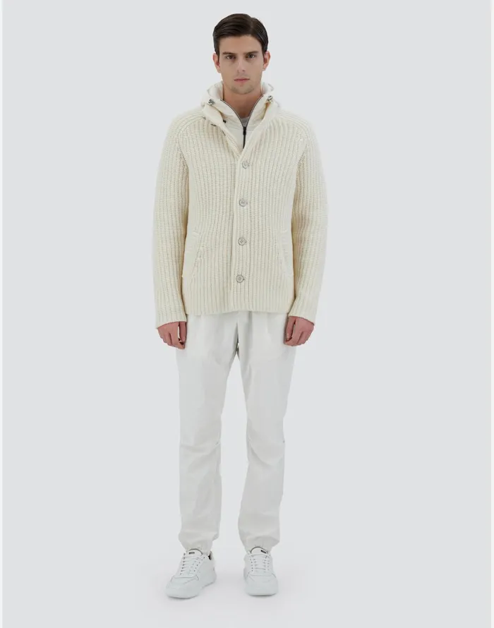Herno CARDIGAN IN INFINITY WOOL AND ECOAGE Cream Men Sweaters and Cardigan