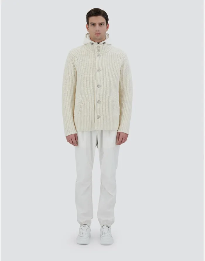 Herno CARDIGAN IN INFINITY WOOL AND ECOAGE Cream Men Sweaters and Cardigan