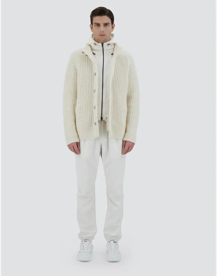 Herno CARDIGAN IN INFINITY WOOL AND ECOAGE Cream Men Sweaters and Cardigan
