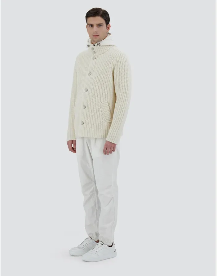 Herno CARDIGAN IN INFINITY WOOL AND ECOAGE Cream Men Sweaters and Cardigan