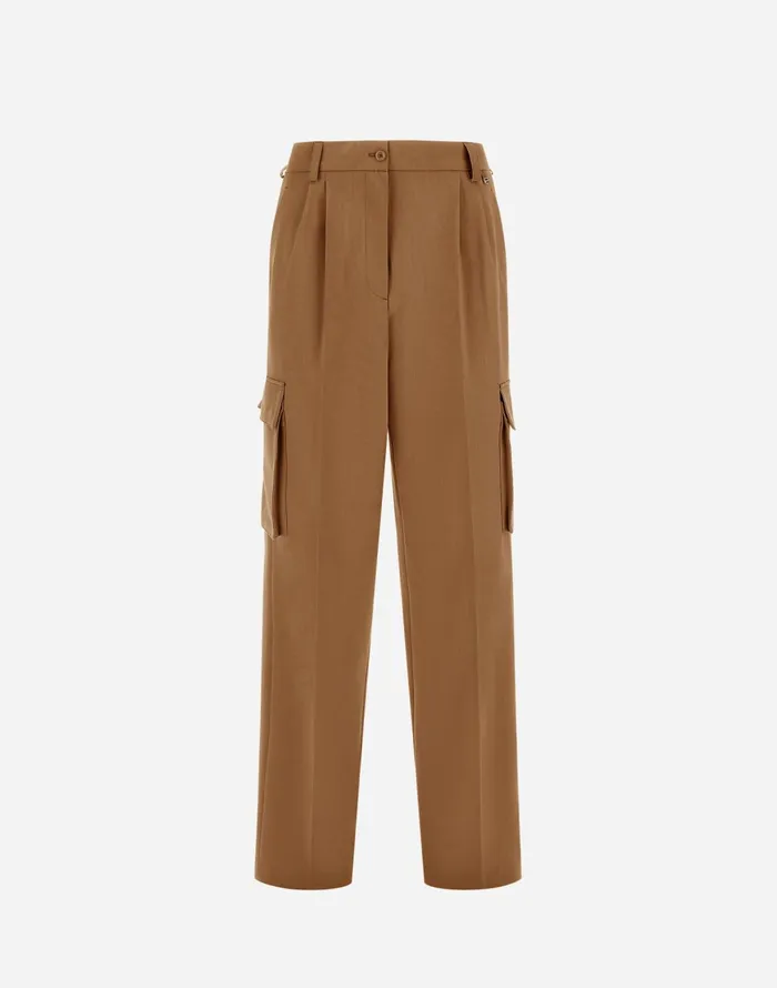 Herno CARGO TROUSERS IN SOFT WOOL Camel Women Trousers