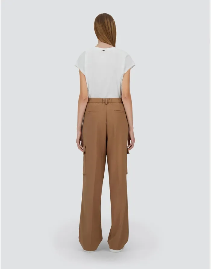 Herno CARGO TROUSERS IN SOFT WOOL Camel Women Trousers