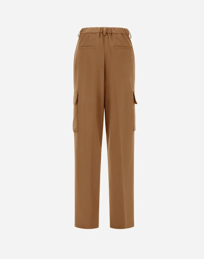 Herno CARGO TROUSERS IN SOFT WOOL Camel Women Trousers