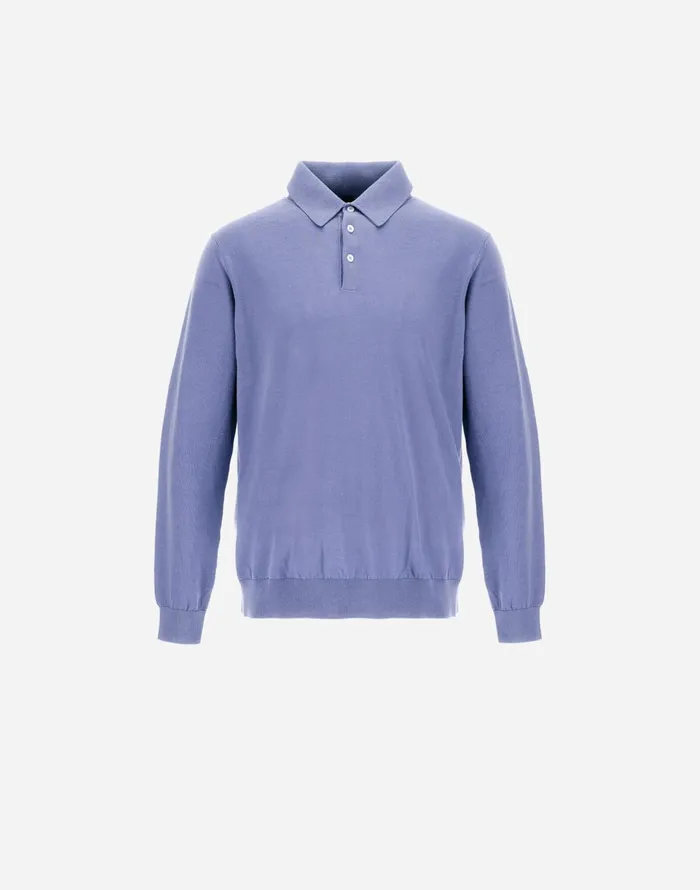 Herno GLORIOUS COTTON SILK POLO SHIRT Light Blue Men Tshirts and Polo Shirts