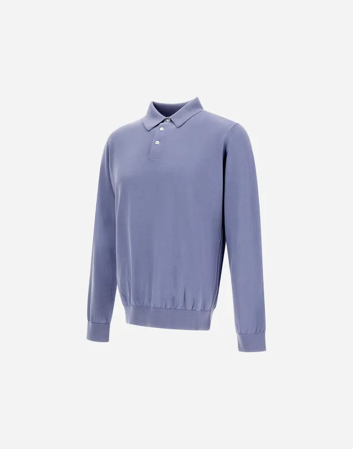 Herno GLORIOUS COTTON SILK POLO SHIRT Light Blue Men Tshirts and Polo Shirts