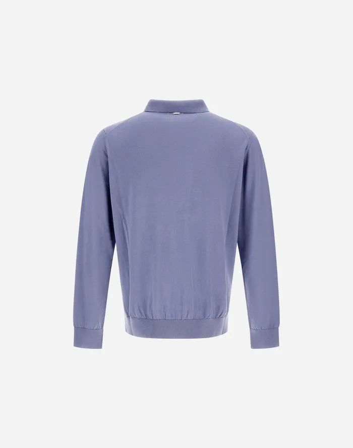 Herno GLORIOUS COTTON SILK POLO SHIRT Light Blue Men Tshirts and Polo Shirts