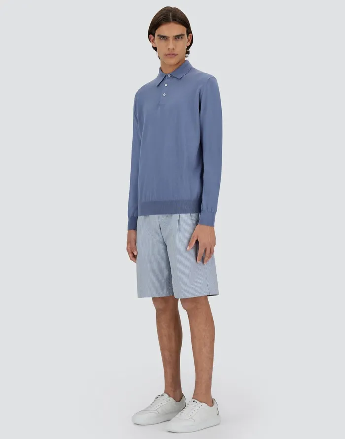 Herno GLORIOUS COTTON SILK POLO SHIRT Light Blue Men Tshirts and Polo Shirts