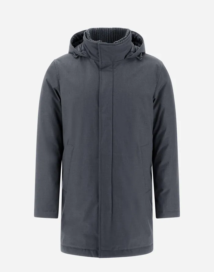 Herno JACKET IN NEW BUSINESS MEMBRANATED Grey Men Long Down Jackets