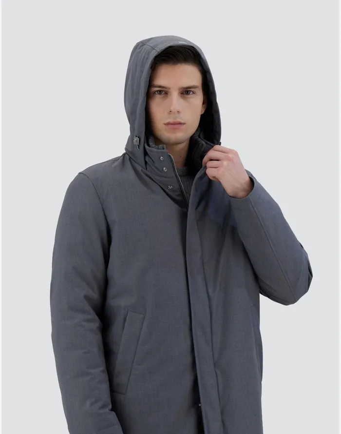 Herno JACKET IN NEW BUSINESS MEMBRANATED Grey Men Long Down Jackets