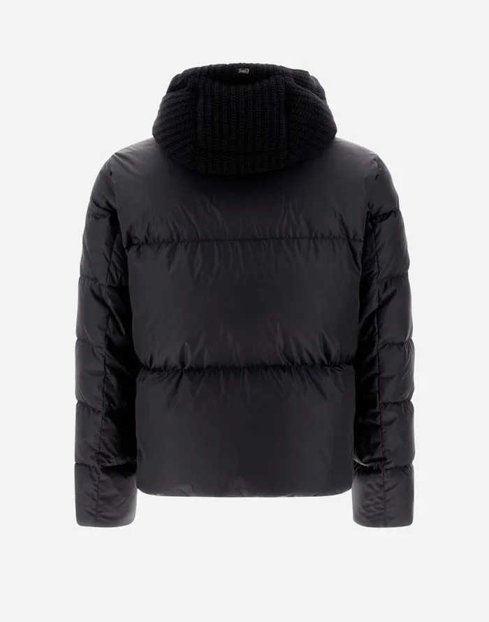 Herno JACKET IN WEIGHTY KNIT AND NYLON CHAMONIX Black Men Short Down Jackets