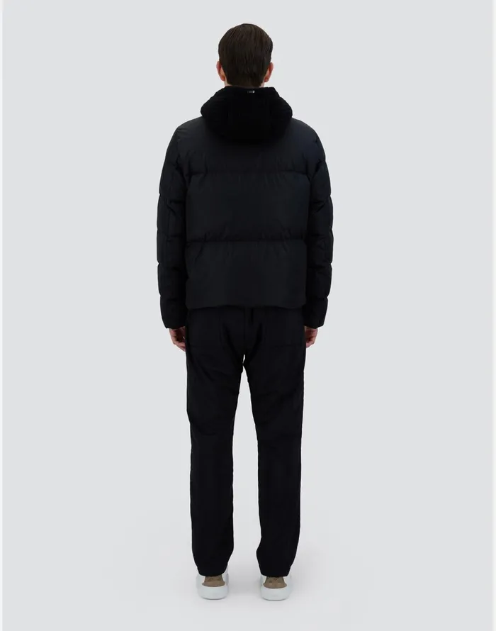 Herno JACKET IN WEIGHTY KNIT AND NYLON CHAMONIX Black Men Short Down Jackets