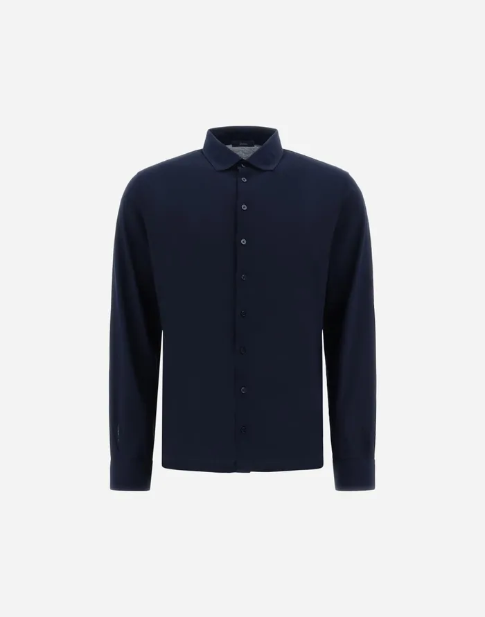 Herno JERSEY CREPE POLO SHIRT Blu Navy Men Shirts