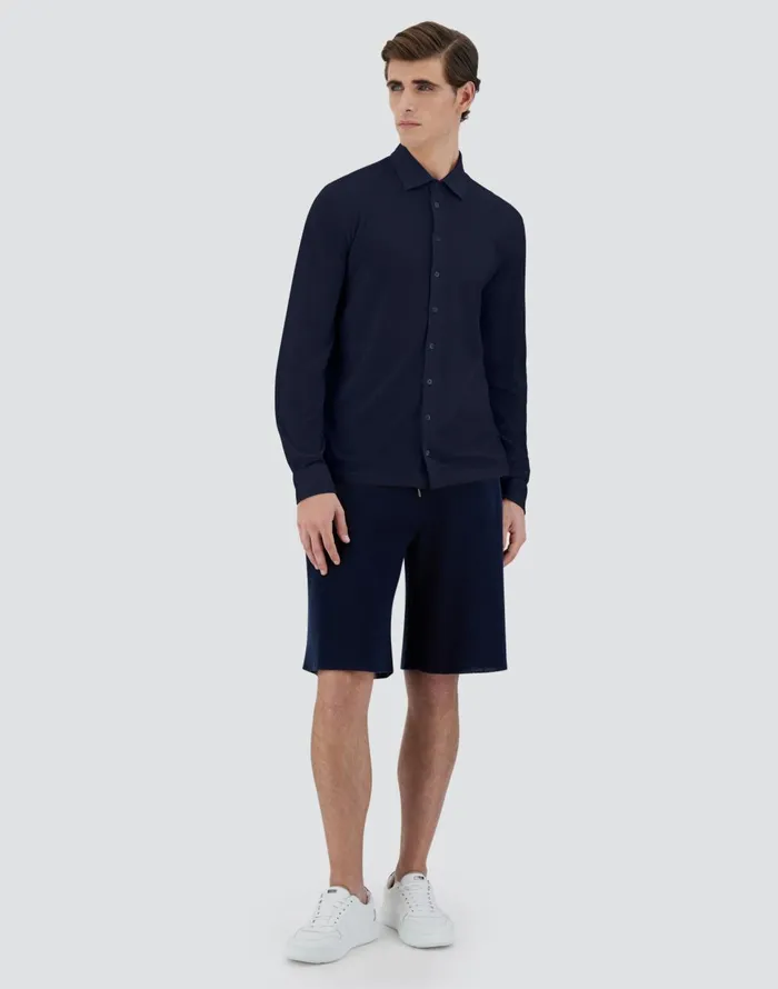 Herno JERSEY CREPE POLO SHIRT Blu Navy Men Shirts