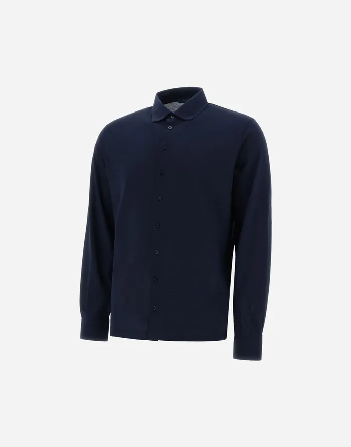 Herno JERSEY CREPE POLO SHIRT Blu Navy Men Shirts
