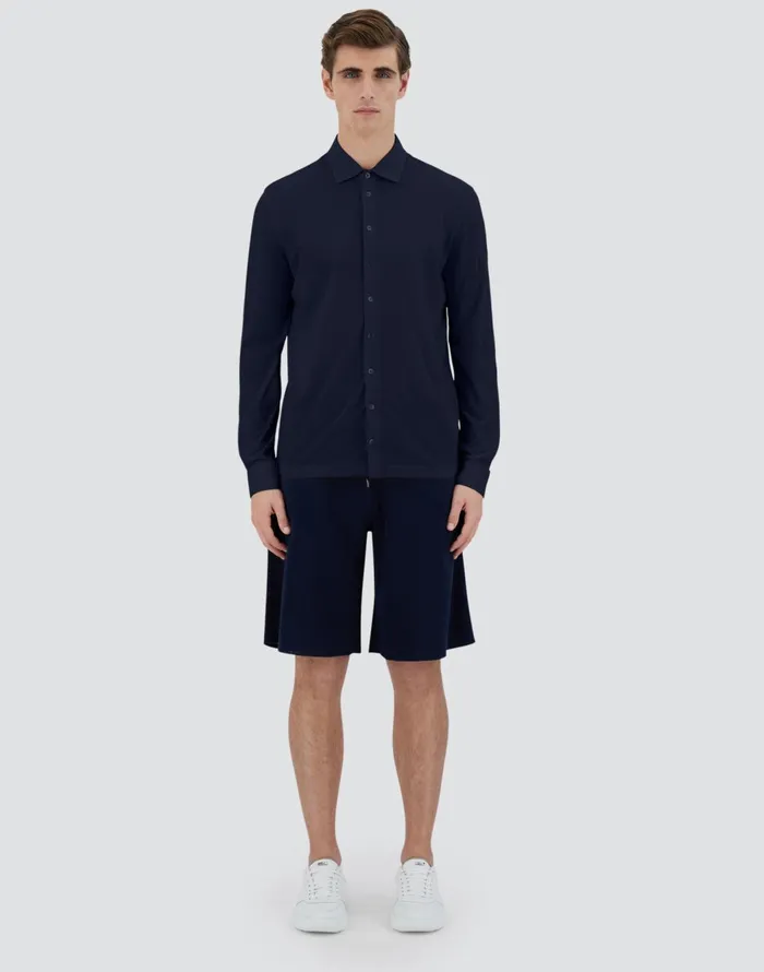 Herno JERSEY CREPE POLO SHIRT Blu Navy Men Shirts
