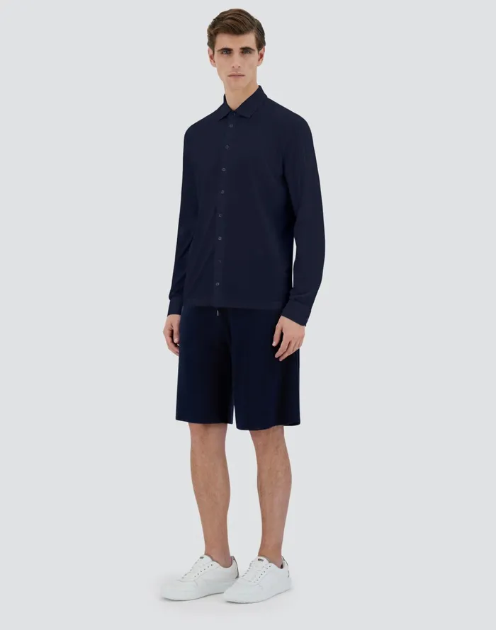 Herno JERSEY CREPE POLO SHIRT Blu Navy Men Shirts