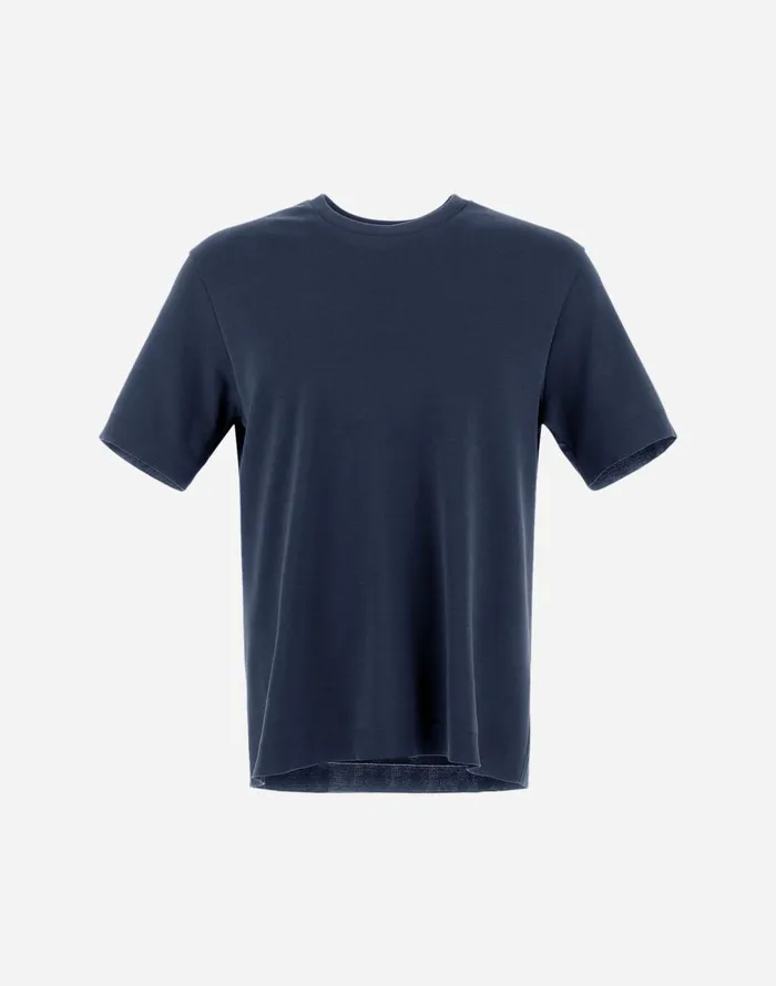 Herno JERSEY KNIT EFFECT TSHIRT Blu Navy Men Tshirts and Polo Shirts