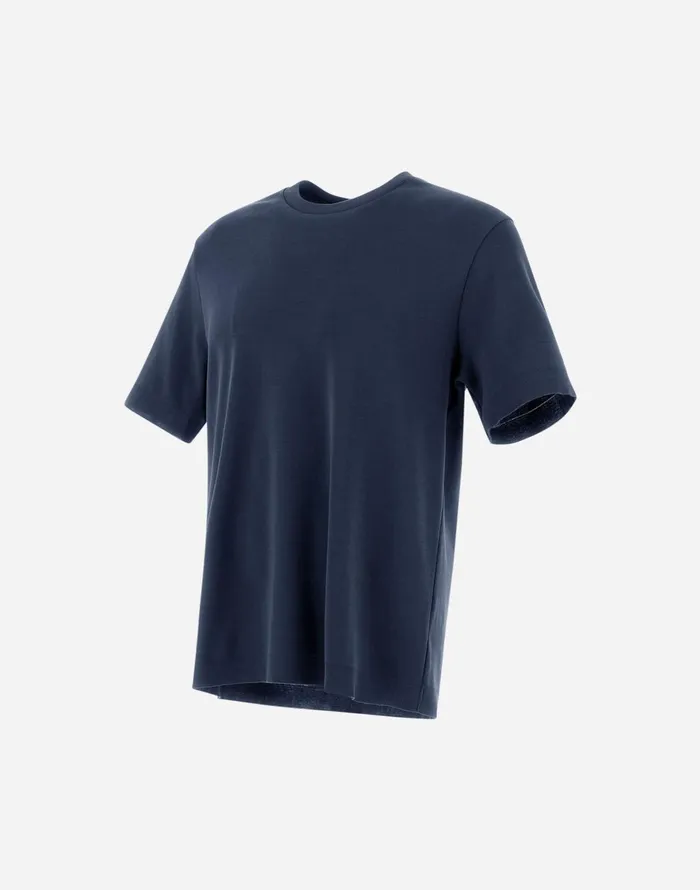 Herno JERSEY KNIT EFFECT TSHIRT Blu Navy Men Tshirts and Polo Shirts