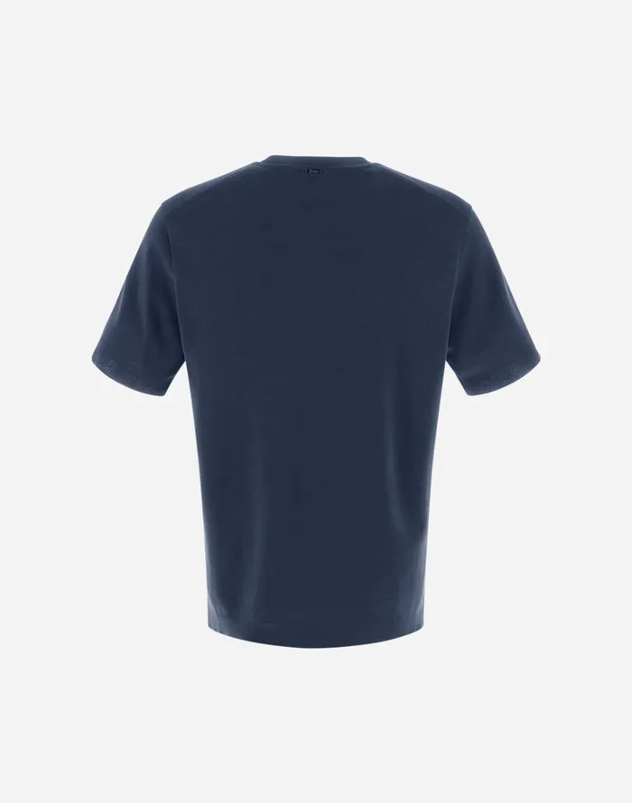 Herno JERSEY KNIT EFFECT TSHIRT Blu Navy Men Tshirts and Polo Shirts