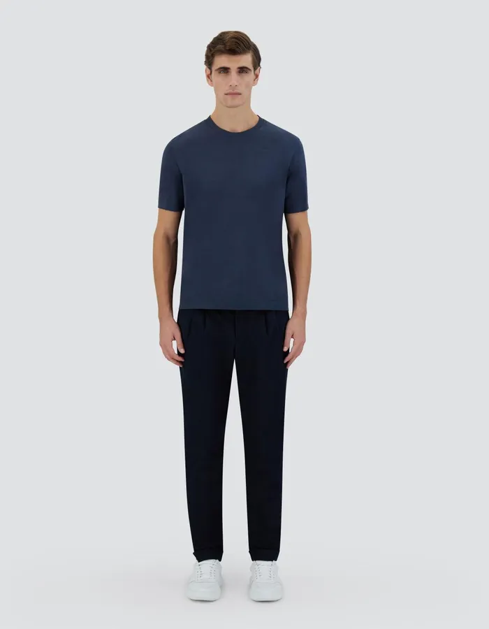 Herno JERSEY KNIT EFFECT TSHIRT Blu Navy Men Tshirts and Polo Shirts