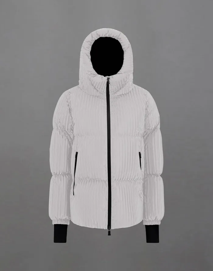 Herno LAMINAR ASHAPE JACKET IN TECH CORDUROY EFFECT Ice Women Laminar Down Jackets