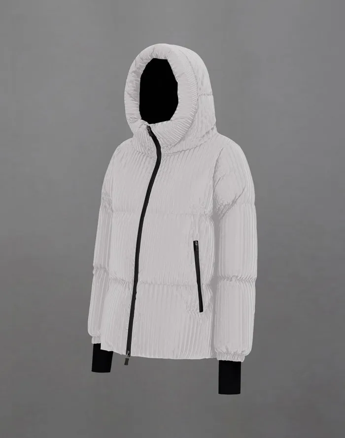 Herno LAMINAR ASHAPE JACKET IN TECH CORDUROY EFFECT Ice Women Laminar Down Jackets