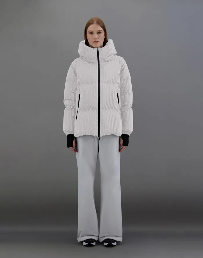 Herno LAMINAR ASHAPE JACKET IN TECH CORDUROY EFFECT Ice Women Laminar Down Jackets