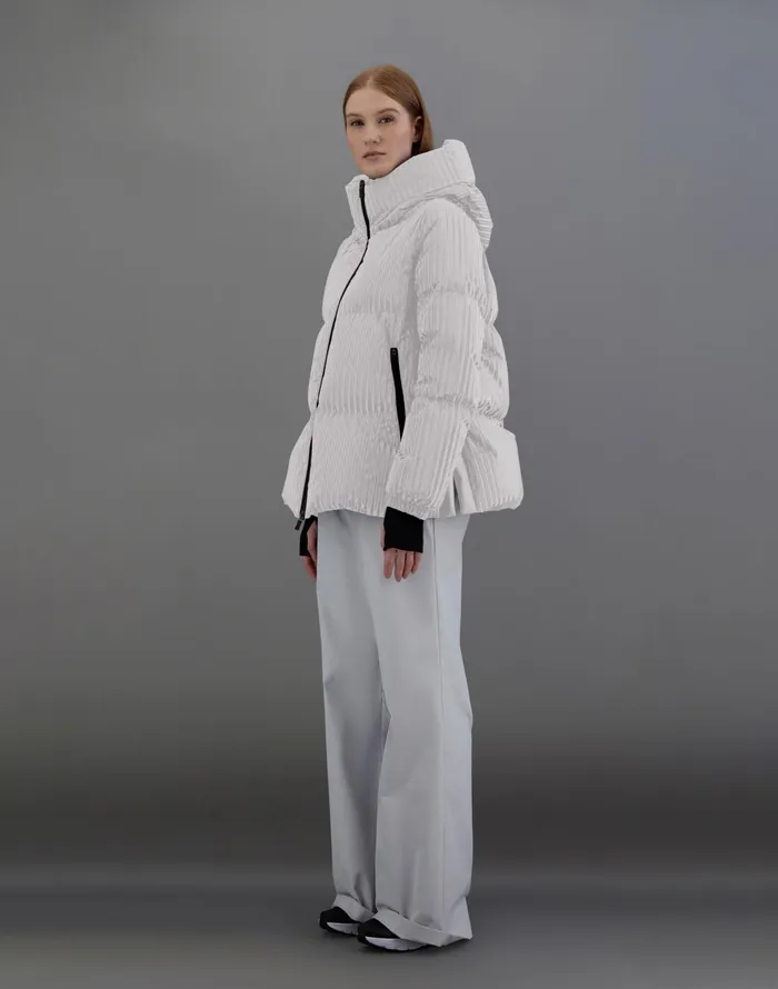 Herno LAMINAR ASHAPE JACKET IN TECH CORDUROY EFFECT Ice Women Laminar Down Jackets