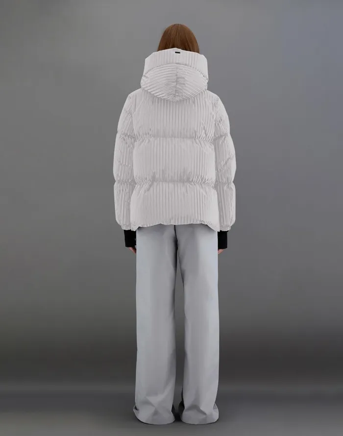 Herno LAMINAR ASHAPE JACKET IN TECH CORDUROY EFFECT Ice Women Laminar Down Jackets